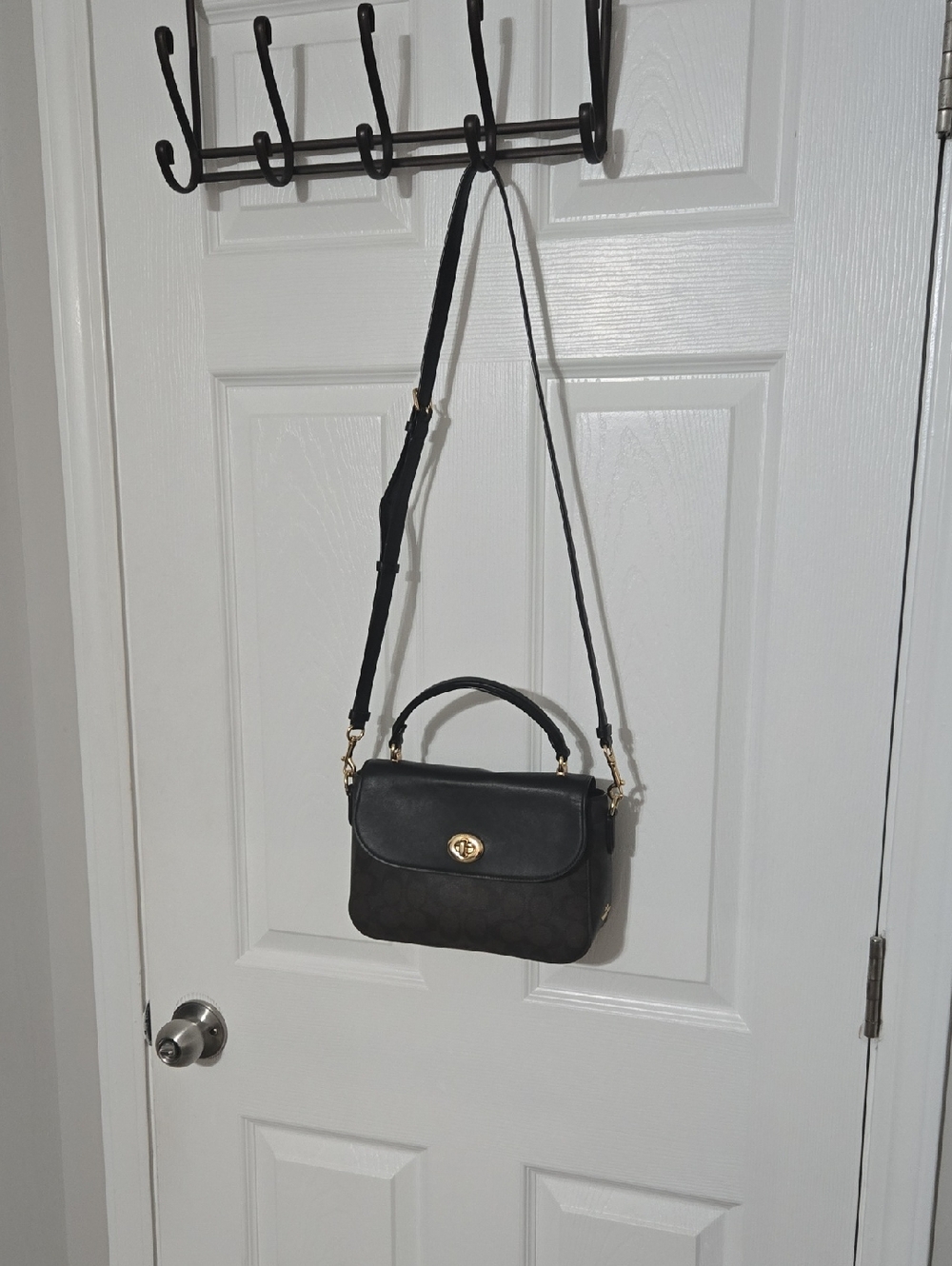 Coach Black Top-Handle Satchel with Gold Hardware